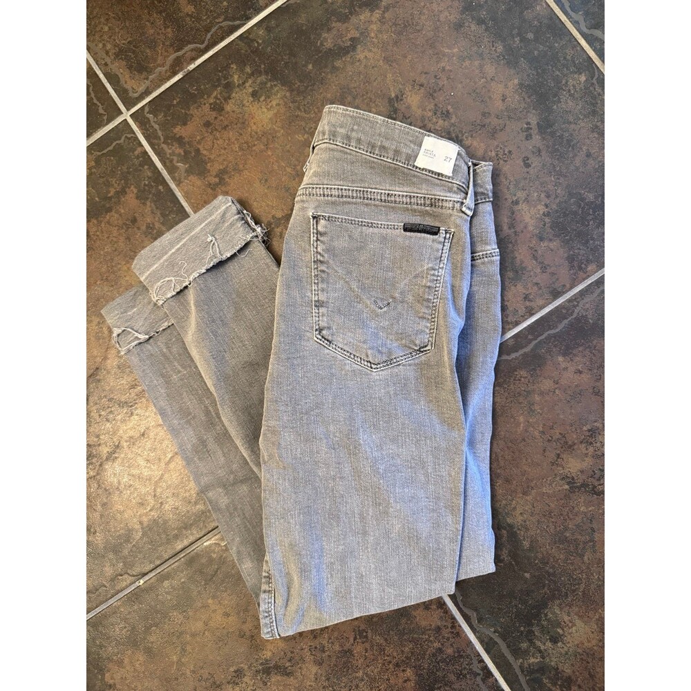 Hudson Krista Super Skinny Ankle Jeans 27 Gray Raw Hem Cropped 24” inseam